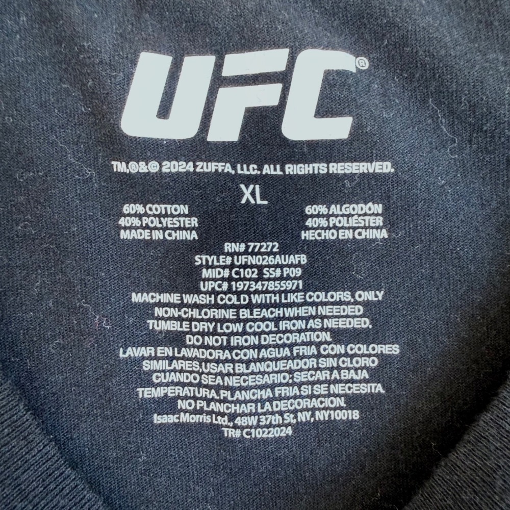 UFC Sean OMalley "Suga" Bantamweight Champion Black T‎ Shirt Mens Size XL - Picture 7 of 8